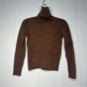 IQ Women’s L Lambswool Angora Rabbit Hair Turtleneck Sweater Brown
